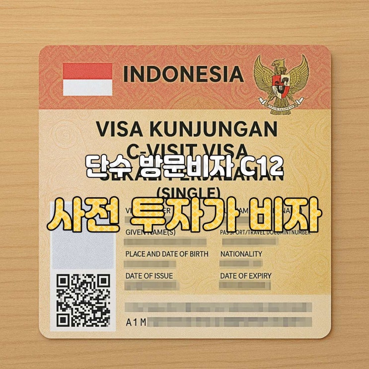  [인도네시아 비자 가이드] C12 비자 — 사전투자 단수 방문 (Pra-Investasi)(C12 VISA PRA-INVESTASI)