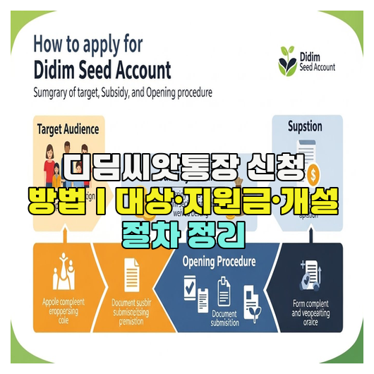  디딤씨앗통장 신청 방법｜대상·지원금·개설 절차 정리