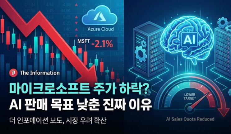  마이크로소프트 주가 하락? AI 판매 목표 낮춘 진짜 이유