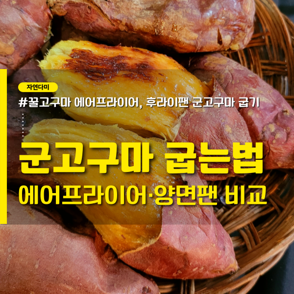 꿀고구마 에어프라이어 굽기 시간 온도, 군고구마 후라이팬 양면팬 굽는법 차이