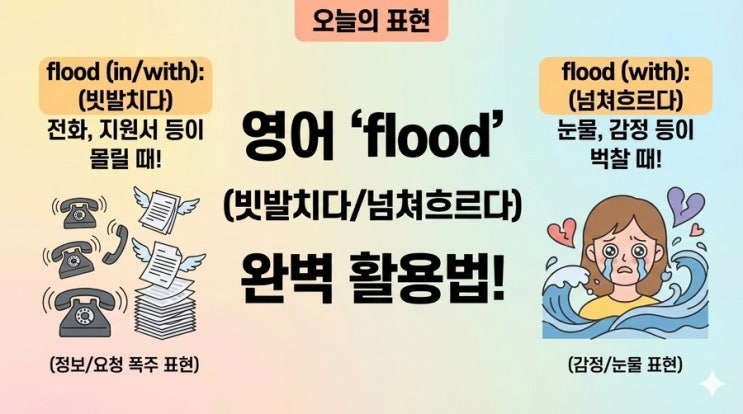  flood, 단순히 '홍수'가 아닙니다. (빗발치다, 쇄도하다)