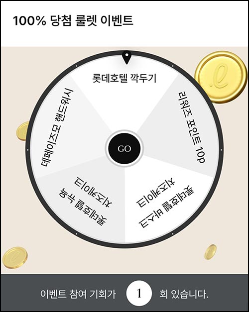  롯데호텔앤리조트 룰렛이벤트(랜덤 경품)즉당~12.31