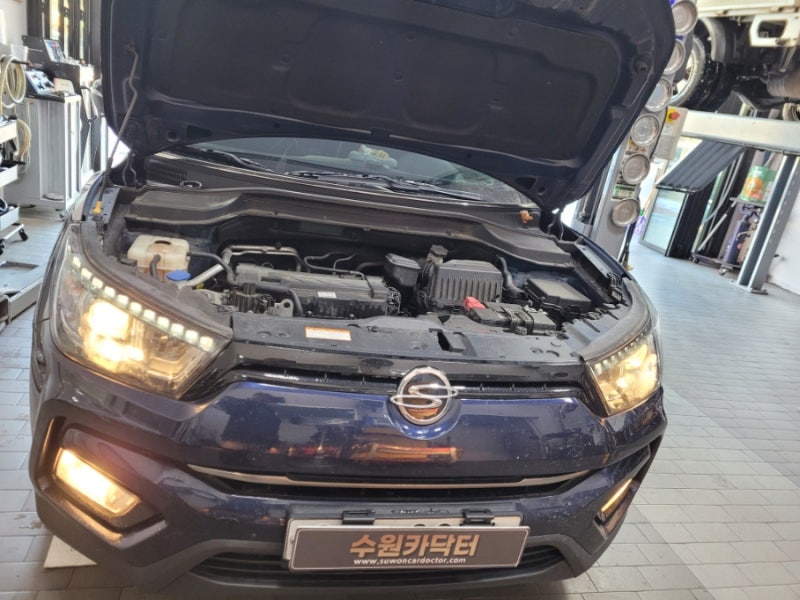 2871티볼리에어 히터작동불량관련 부동액 라인세정 부동액교환 히터코어클리닝 수원카닥....