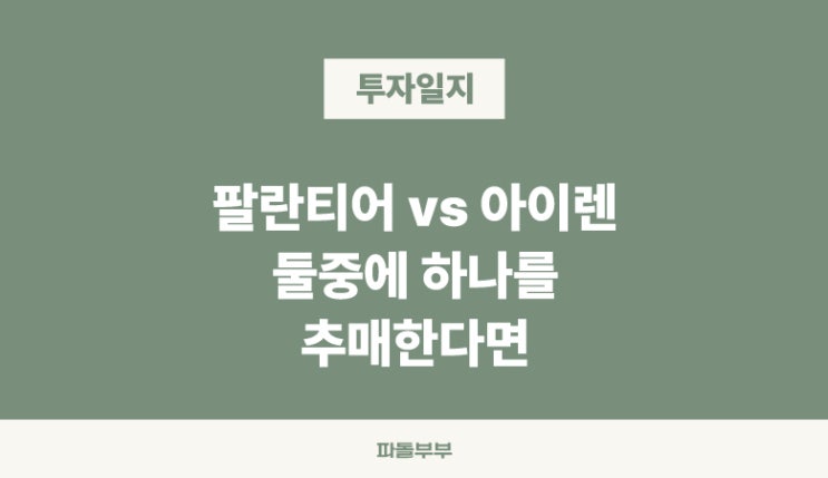  [장투일기] 팔란티어 PLTR 아닌 아이렌 IREN 추매하는 이유