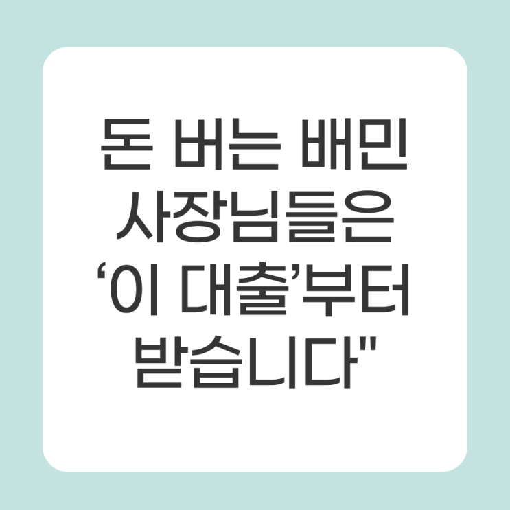  배민 월매출 3천 찍어도 망하는 이유, "돈 버는 배민 사장님들은 ‘이 대출’부터 받습니다"