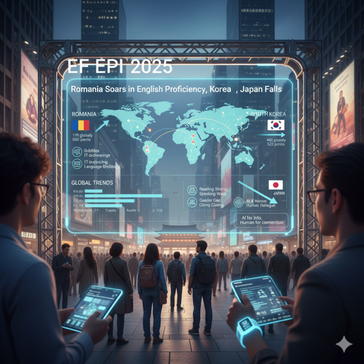  영어 능숙도 지수(EF EPI) 2025: 루마니아 ‘영어 강국’ 도약, 한국은 답보… 일본 최하위권으로 추락