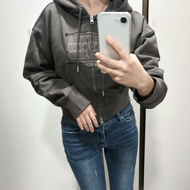 마리떼 프랑소와 저버 클래식 로고 크롭 후드집업