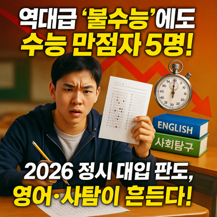 역대급 ‘불수능’에도 <b>수능 만점자</b> 5명!2026 정시 대입 판도... 