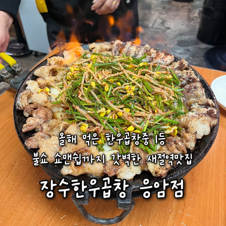  내돈내산 | 올해 먹은 한우곱창중에 1등.. 불쇼 쇼맨쉽까지 갓벽한 새절역맛집 “장수한우곱창 응암점”