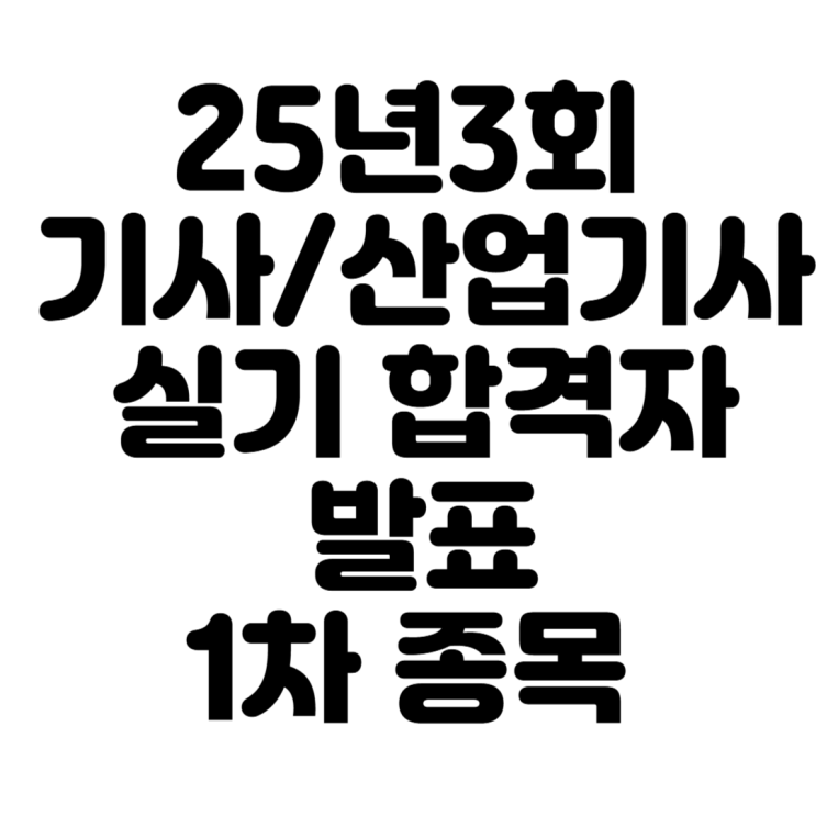  25년3회 기사/산업기사 실기 합격자 발표 1차 종목
