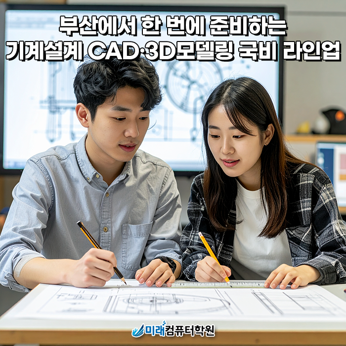  부산 국비지원 기계설계 CAD·3D모델링, AutoCAD·Inventor·CATIA를 한 번에 배우는 미래컴퓨터학원