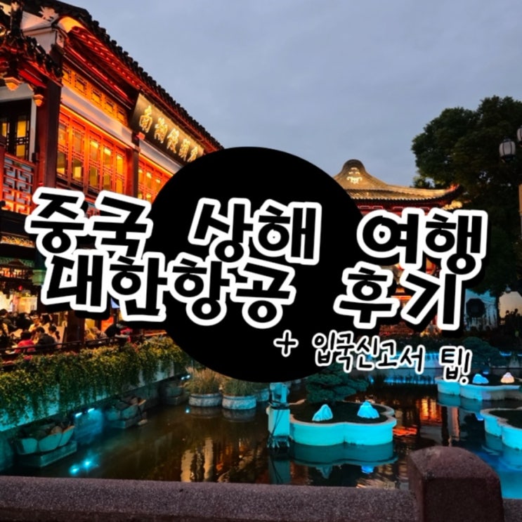  상하이 항공편 대한항공 후기, 푸동공항 입국심사서 작성방법 정리!
