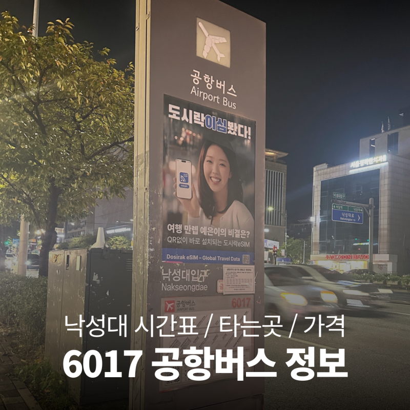 낙성대 6017번 공항버스 시간표 가격 예약방법 타는곳