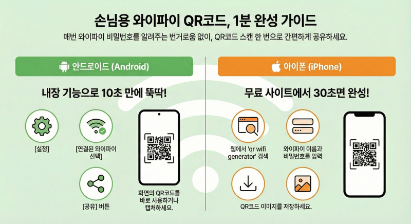 왕초보 와이파이 큐알 코드 공유방법이 넘쉬워