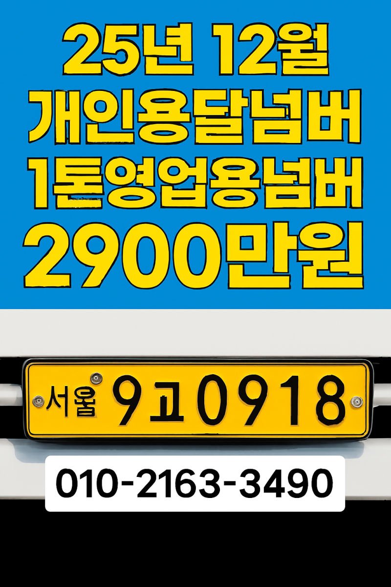 개인 용달 넘버 가격 및 1톤 영업용 번호판 시세 대폐차 일부개정법률 주요 내용