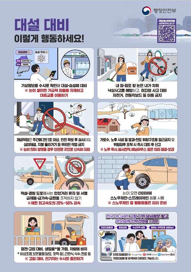  겨울철 자연재난(대설) 국민행동요령