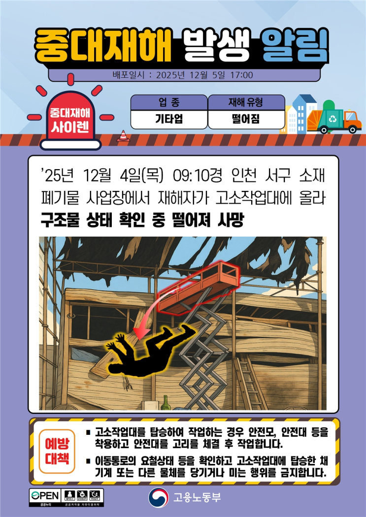  ['25.12.04] 인천 폐기물 처리업체 추락사