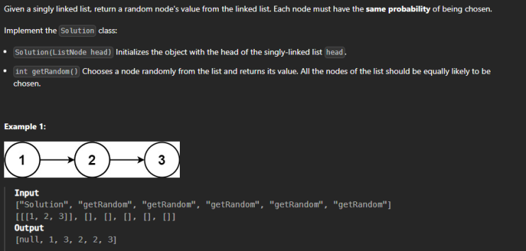  JAVA_LeetCode 382_Linked List Random Node