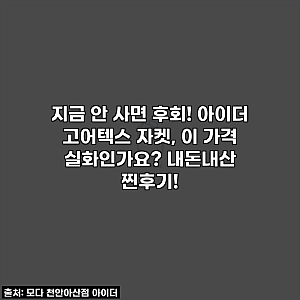 지금 안 사면 후회! 아이더 고어텍스 자켓, 이 가격 실화인가요? 내돈내산 찐후기!