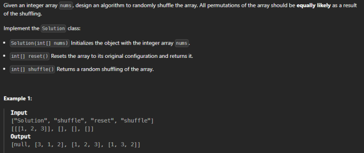  JAVA_LeetCode 384_Shuffle an Array