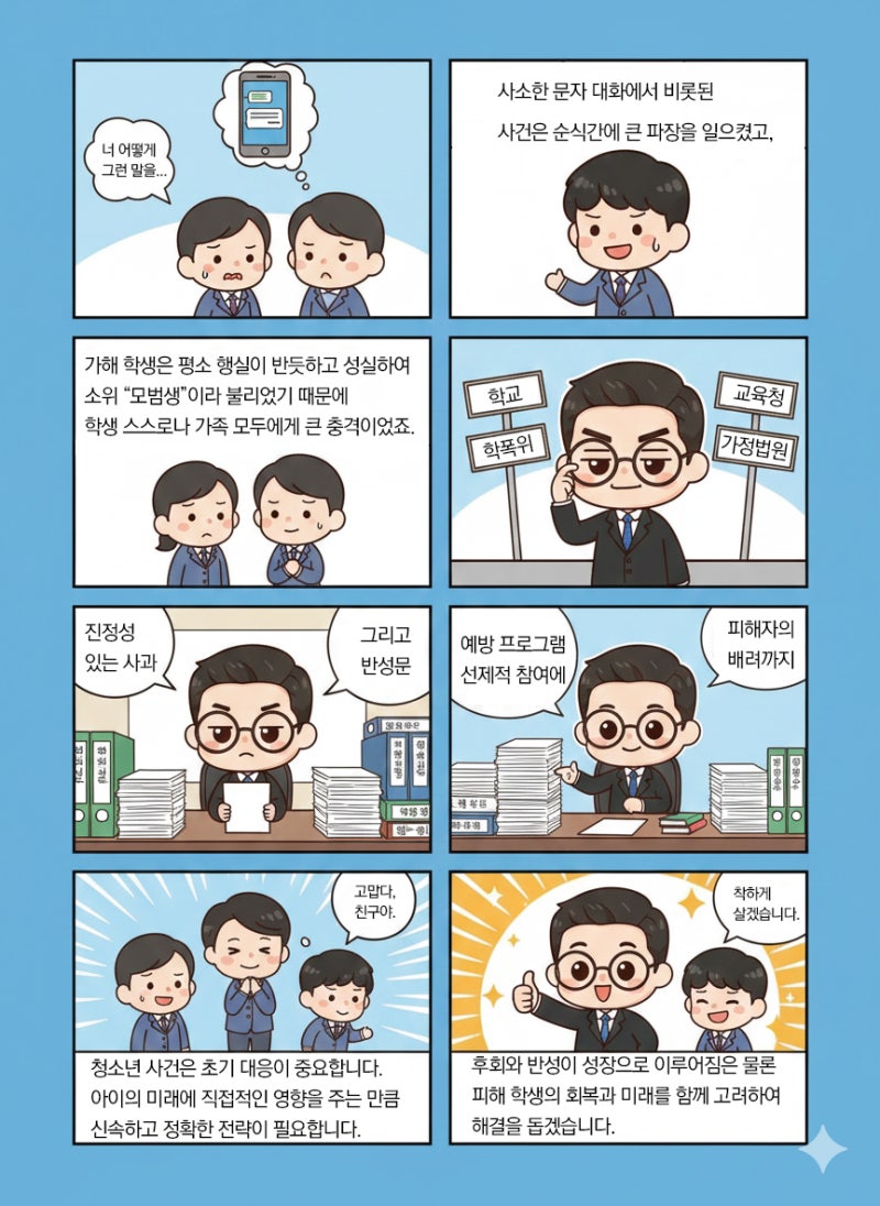 학폭 가해자, 신속한 대응과 피해자의 배려로 원만히 종결된 사례. 관련 이미지 1