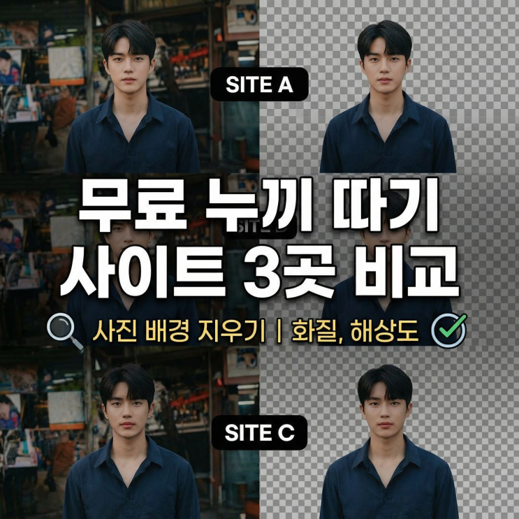  무료 누끼 따기 사이트 3곳 비교 | 사진 배경 지우기 화질, 해상도