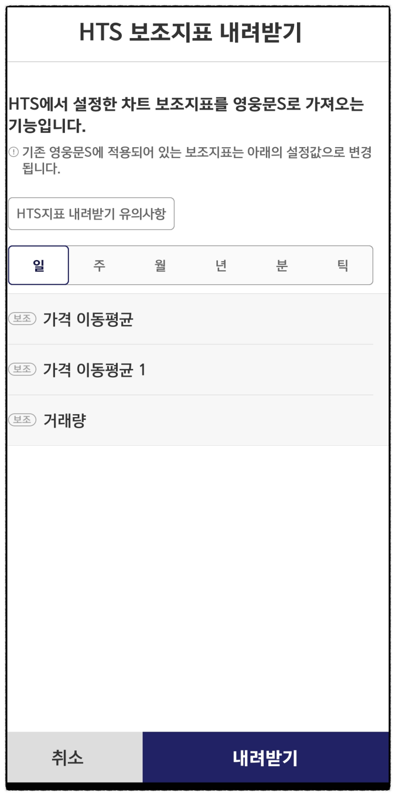 키움 영웅문 HTS 사용자지표 MTS 적용하는 방법 완전 정리 : 네이버 블로그