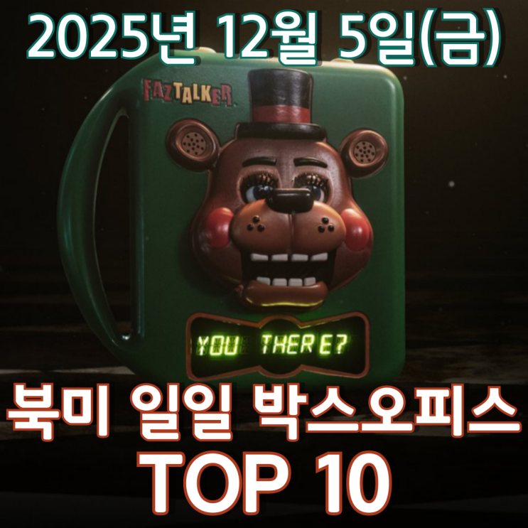  [북미 박스오피스] 일일 TOP 10 - 2025년 12월 5일(금)