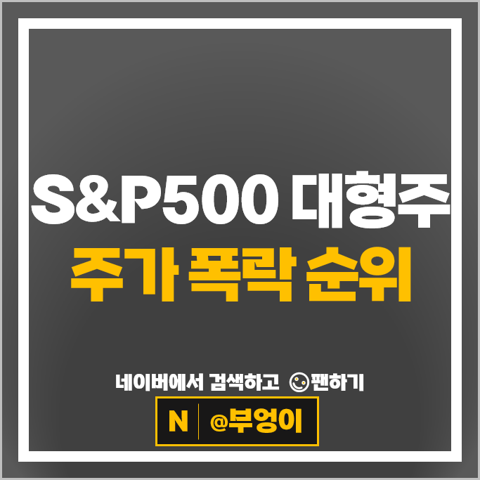 S&P500 지수 대형주 올해 주가 하락 폭락 순위