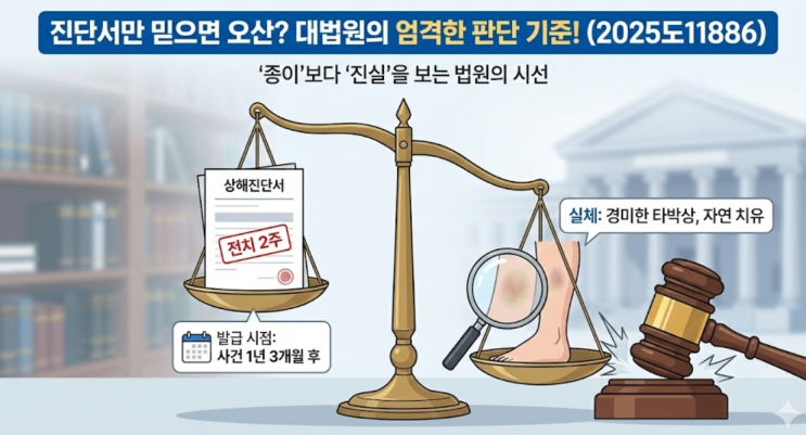  대법원 2025. 12. 4. 선고 2025도11886 판결 - "1년 뒤에 끊은 진단서, 법원은 믿어주지 않는다"