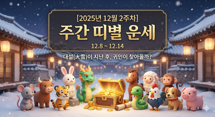 2025년 12월 2주차 주간 띠별 운세 (12/8~12/14)   대설(大雪)이 지난 후, 귀인이 나타날까?