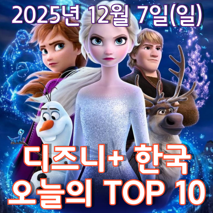  [디즈니+ 한국] 오늘의 TOP 10 - 2025년 12월 7일(일)
