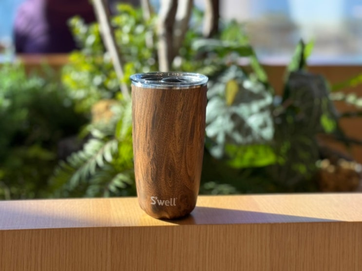  텀블러추천 Swell 스웰 프리미엄 티크우드 텀블러 530ml 유니크한 나무 디자인이 멋스러운 스테인레스 텀블러