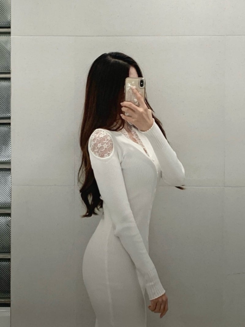 20대 에겐녀 코디 흰색 레이스 롱 원피스 화이트 연말룩 소개팅 예쁜옷