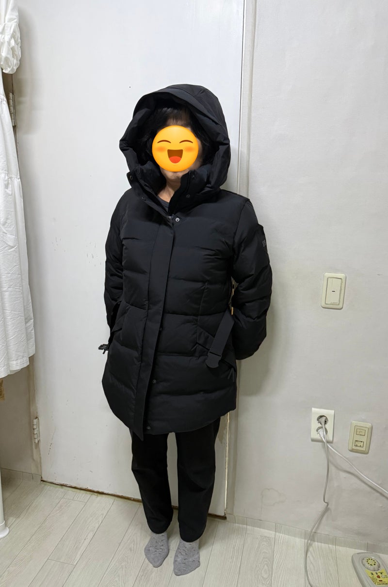 60대 엄마 겨울 패딩 코오롱스포츠 여성 쿠치 윈드스토퍼 중기장 미드 다운 후기!