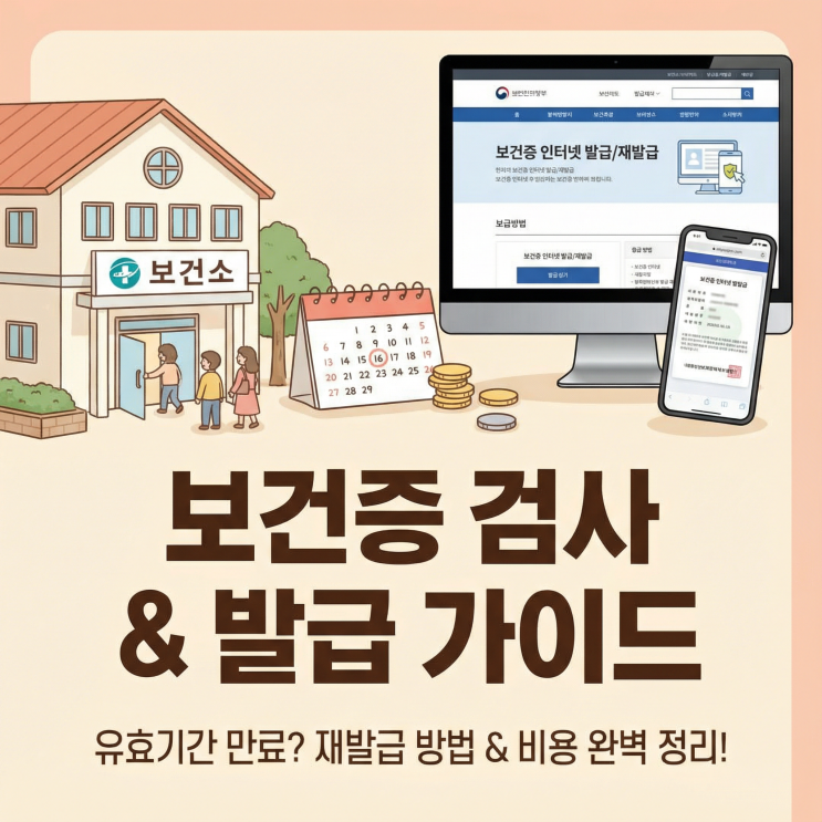  보건소 보건증 인터넷 발급 방법 | 유효기간, 재발급, 갱신 비용은?