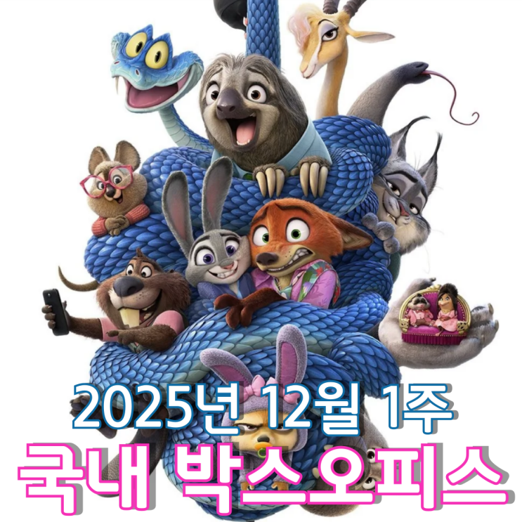  [12월 1주 국내 박스오피스] 주토피아 2, 개봉 13일 만에 400만 명 돌파