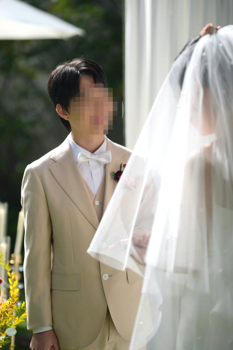  본식 밝은 베이지색 신랑 예복 후기_가성비 맞춤정장 뮤토테일러