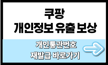 <b>쿠팡 개인정보 유출</b> 개인통관고유번호 재발급 보상 확인 바로가기