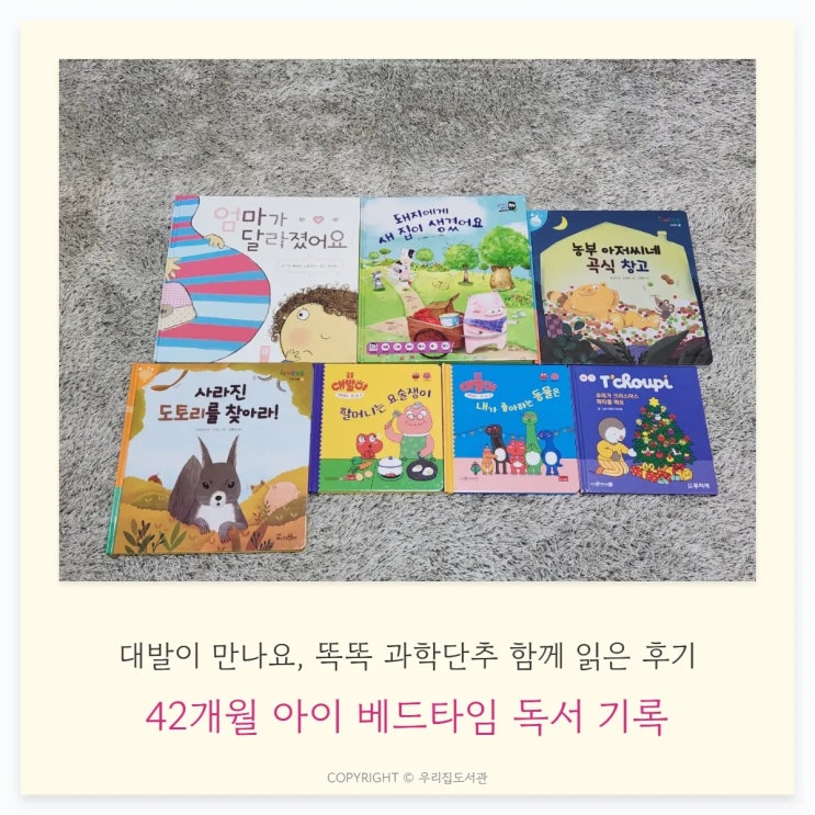  42개월 아이 책육아 | 대발이 만나요, 똑똑 과학단추 함께 읽은 후기, 베드타임 독서루틴