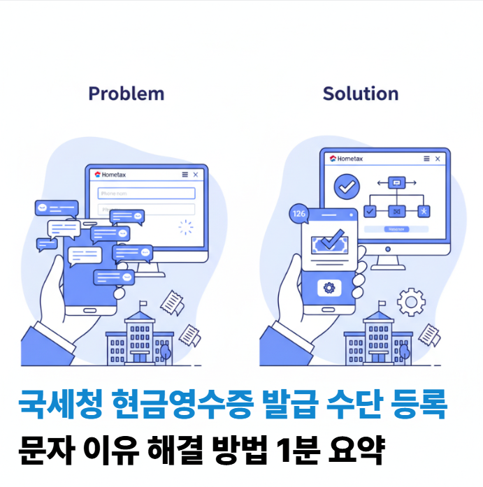 국세청 현금영수증 발급수단 등록 문자 계속 오는 이유와 해결 방법 1분 요약 정리