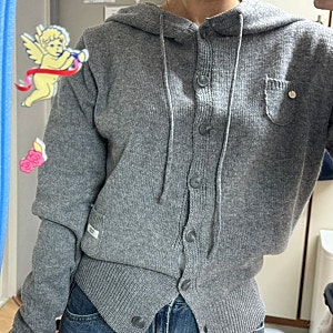론론 니트 가디건 / MINI POCKET HOODED KNIT CARDIGAN GREY 내돈내산 솔직 후기! 느좋 후드 가디건 추천