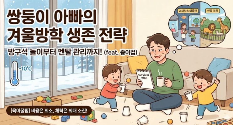 [육아꿀팁] 겨울방학이 두렵지 않다? 쌍둥이 아빠의 '방구석 생존' & '탈출' 전략 (feat. 멘탈 관리)