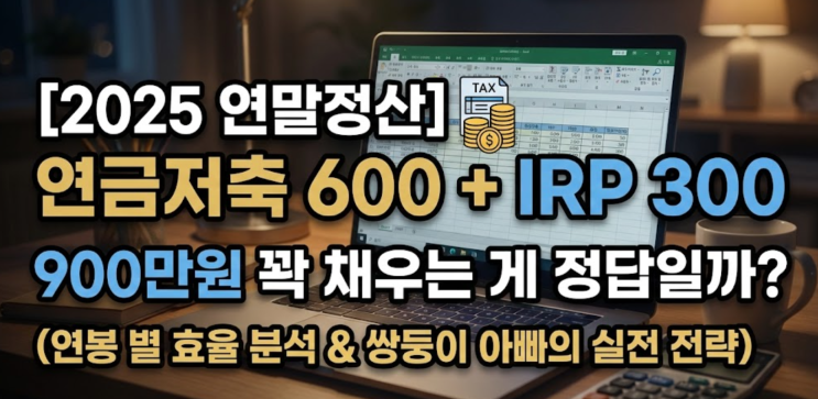  [2025 연말정산] 연금저축 600 + IRP 300 | 900만원 꽉 채우는 게 정답일까? (연봉별 효율 분석)