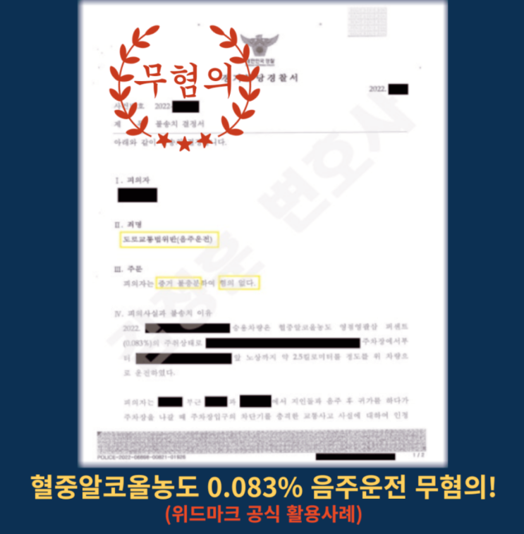  수치만 보고 단정할 수 없는 음주운전 사건의 핵심, 혈중알코올농도 0.083% 음주운전, 무혐의