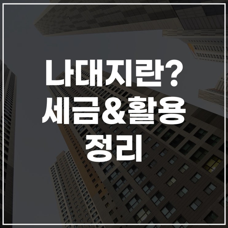  나대지뜻 나대지란? 정리: 세금부터 활용까지