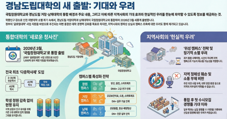  지역 대학의 '엔드 게임'! 국립창원대-거창대-남해대 통합, 지역소멸을 막을 경남형 '메가 캠퍼스'가 온다!