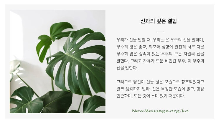  [새로운 신의 경험] 신과의 깊은 관계