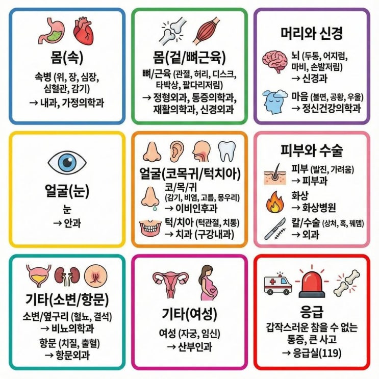  [증상별 병원 찾기 초간단 요약!]