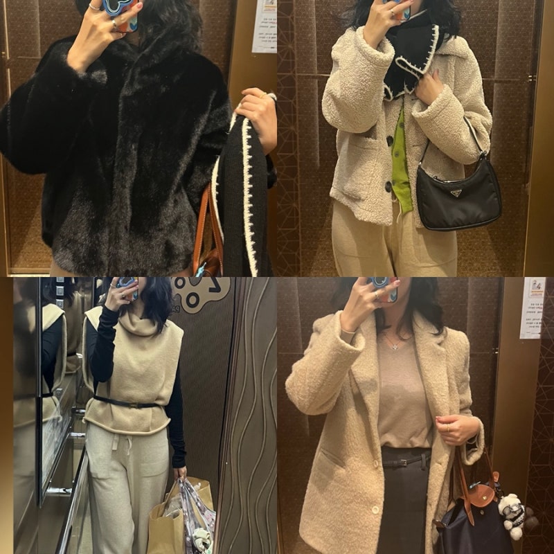30대 직장인 워킹맘 출근룩 데일리룩 니트바지 퍼자켓 알파카 (ounce, 시에 sie )